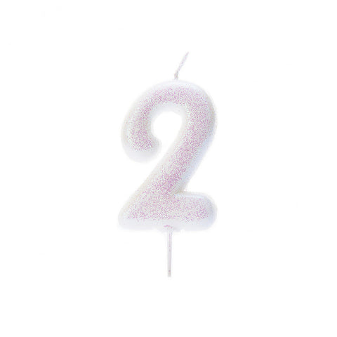 Birthday Candle - Number 2 Glitter Iridescent Pick