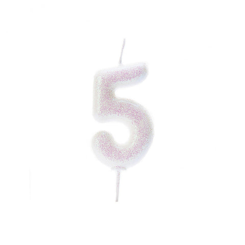 Birthday Candle - Number 5 Glitter Iridescent Pick