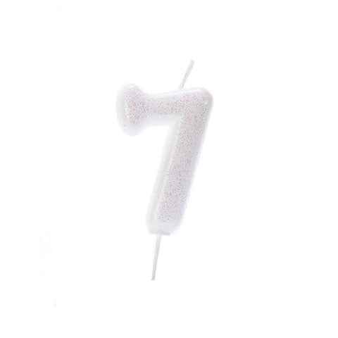 Birthday Candle - Number 7 Glitter Iridescent Pick