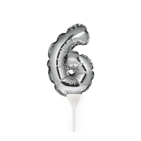 Self-Inflating Mini Balloon Birthday Cake Topper 6 Silver