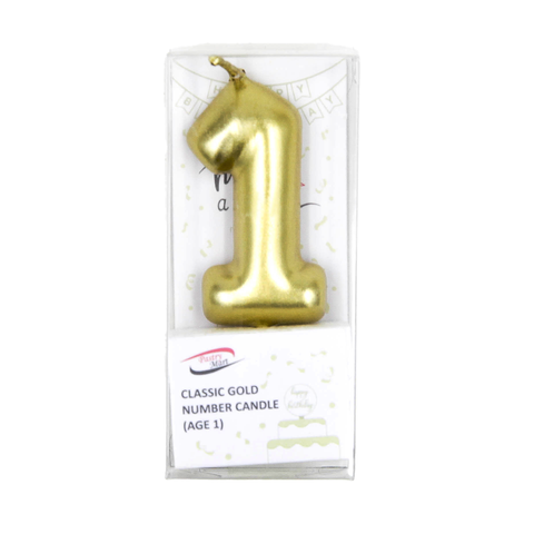 Birthday Candle - Number 1 Glitter Gold Pick